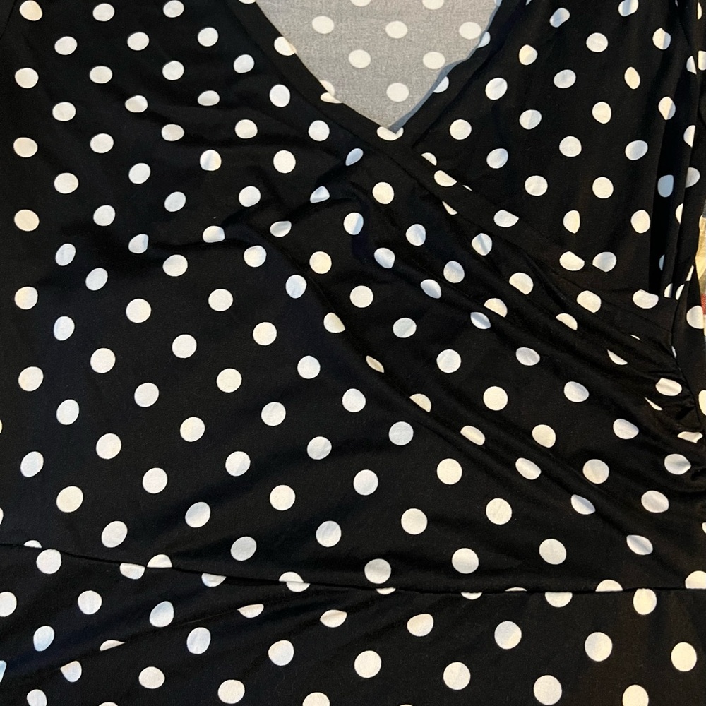 DOUBLJU Polka Dot Wrap Dress - Black and White Like New - Picture 6 of 10